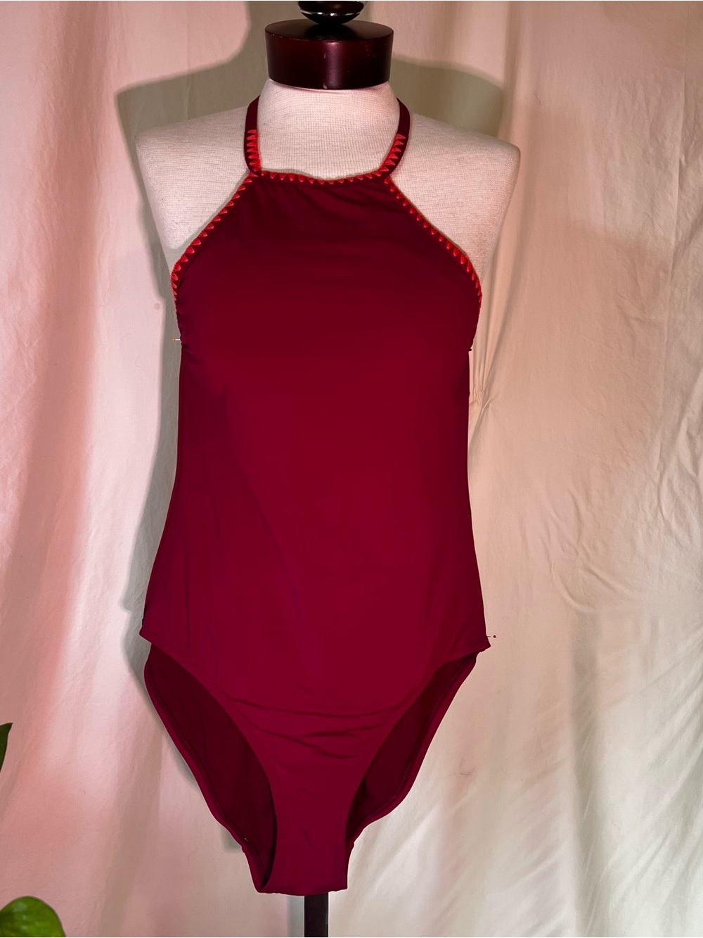Adriel & Tabbris Women’s High Neck One-Piece Swimsuit in Magenta